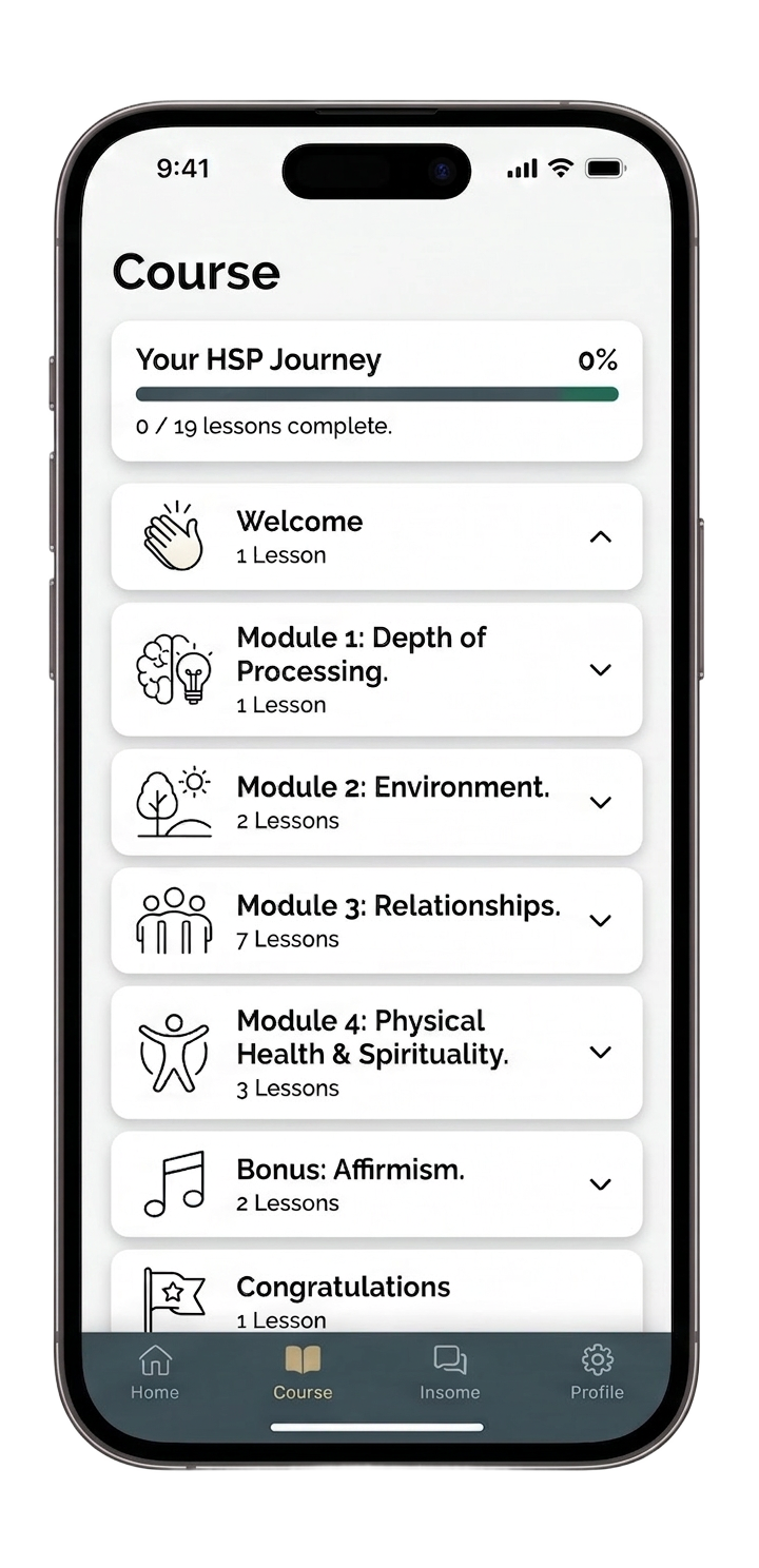 HSP SOS app — course modules screen