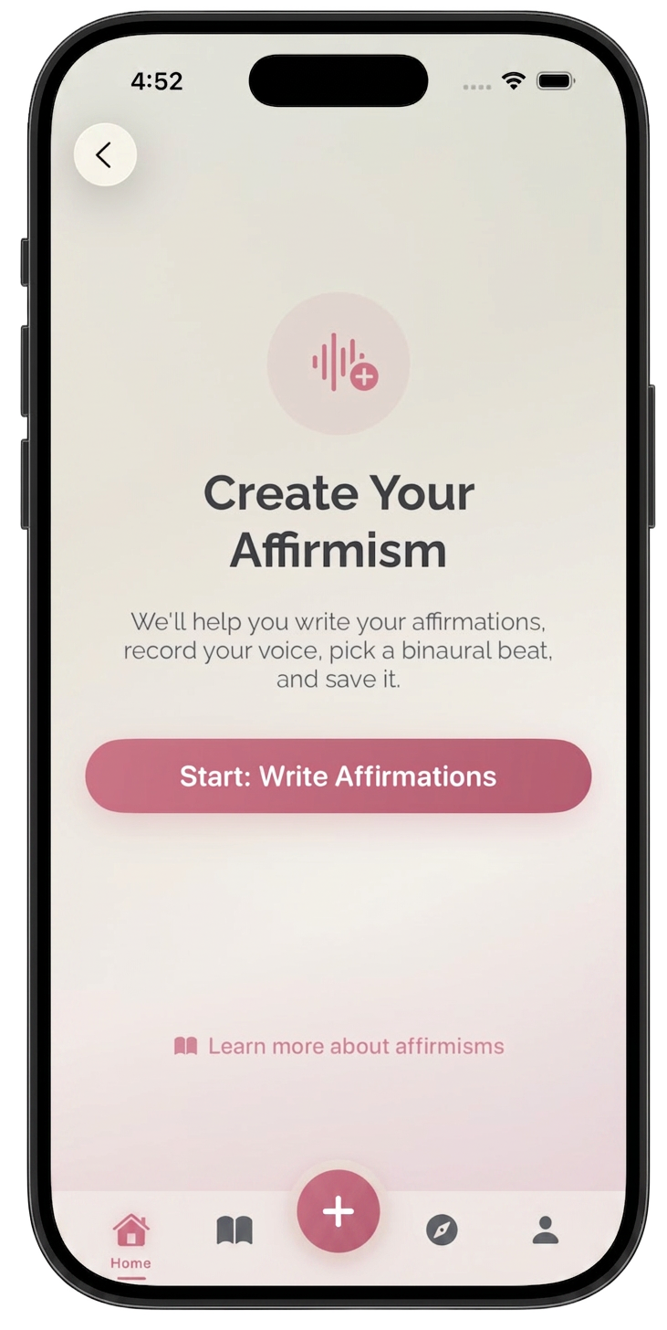 Create Your Affirmism screen
