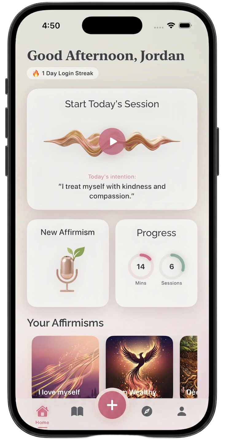 Affirmism app home screen