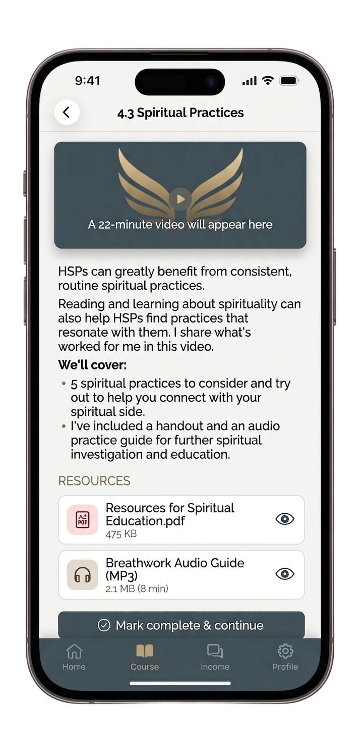 HSP SOS app — today's lesson screen