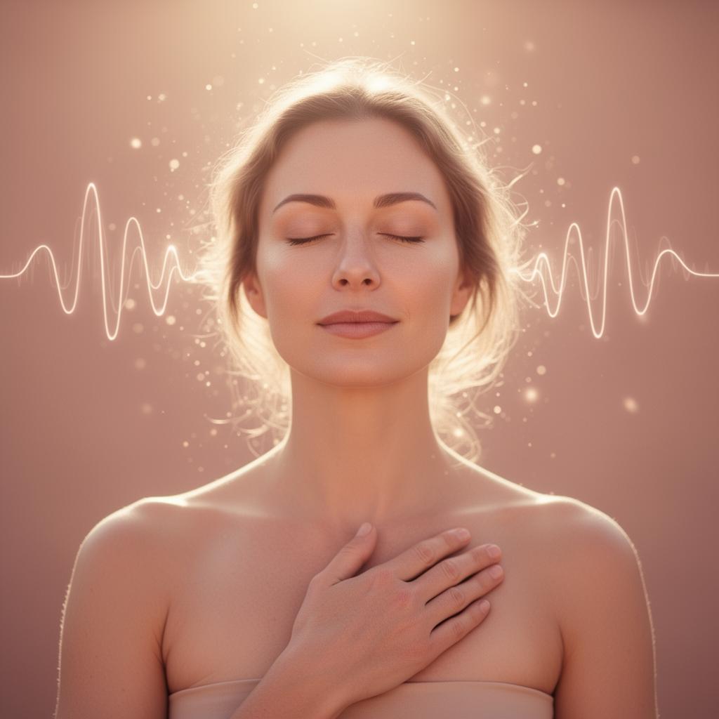 Woman with eyes closed, hand on heart, radiating quiet self-trust and inner knowing
